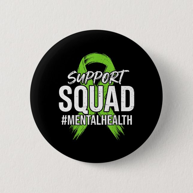 Stödteam Mental Hälsomedvetenhet Grön Band Knapp (Framsida)