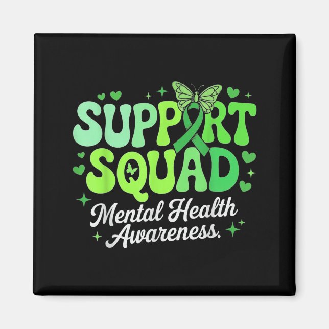 Stödteam Mental Hälsomedvetenhet Grön Band Magnet (Framsidan)