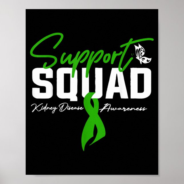Stödteam Njursjukdom Medvetenhet Månad Grön Poster (Framsidan)