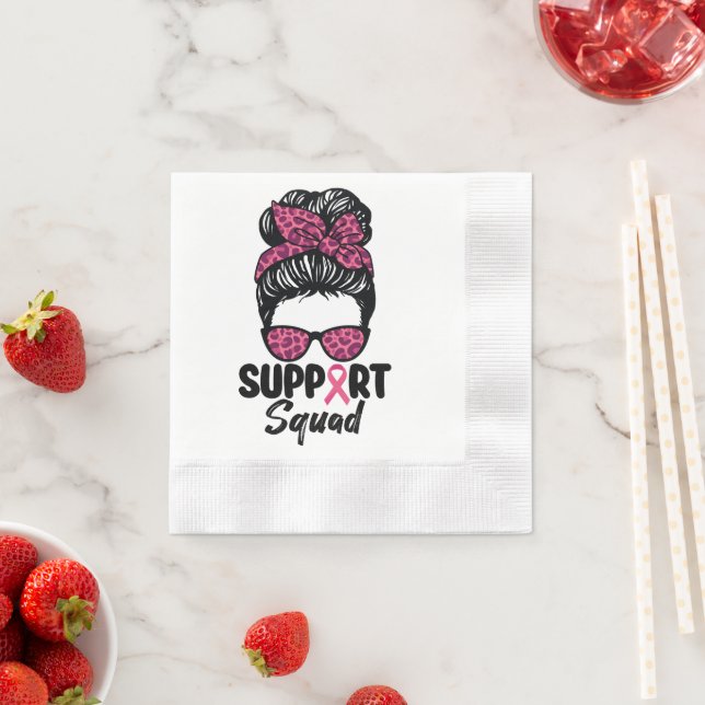 Stödtrupp Messy Bun Rosa Krigare Bröstcancer Pappersservett (Insitu)