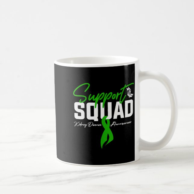 Stödtrupp njursjukdom medvetenhet månad grön kaffemugg (Höger)
