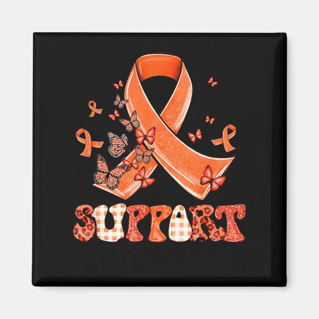 Stödtrupp Orange Band Rosett Fjäril Multipel Skler Magnet (Framsidan)