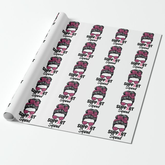 Stödtrupp Rufsigt tofs rosa krigare bröstcancer Presentpapper (Utrullad)