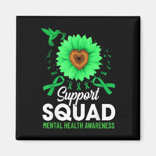 Stödtrupp Sunflower Grönt band Mental hälsa Magnet