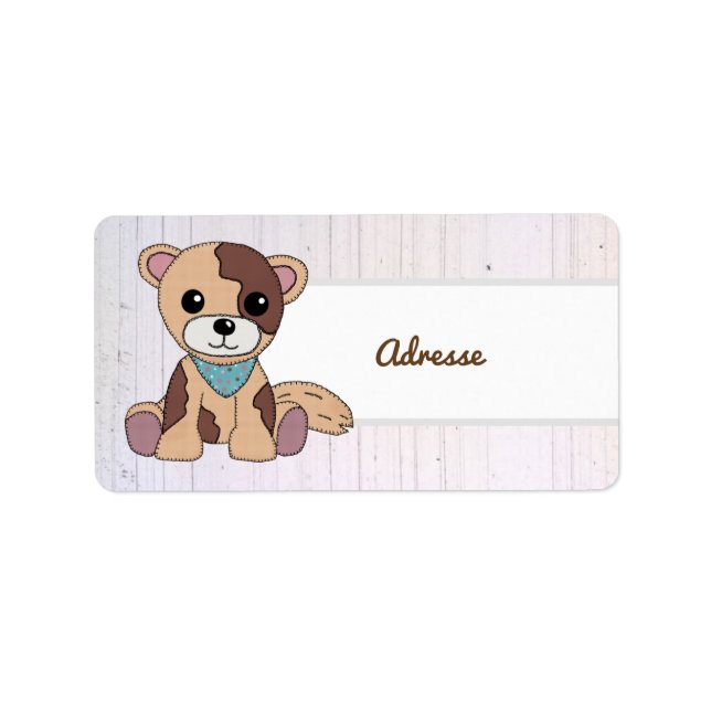 Stoffhund Adressaufkleber Adressetikett (Framsidan)