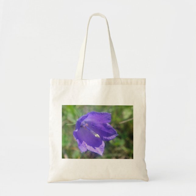 Stofftasche grosse blaue Glockenblumenblüte Tygkasse (Framsidan)