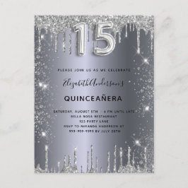 Stoft från Quinceanera silver glitter Inbjudan Vykort