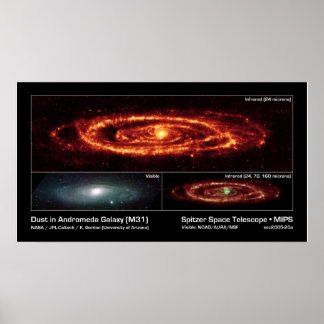 Stoft i Andromeda Galaxy (M31) - Spitzer Space Poster