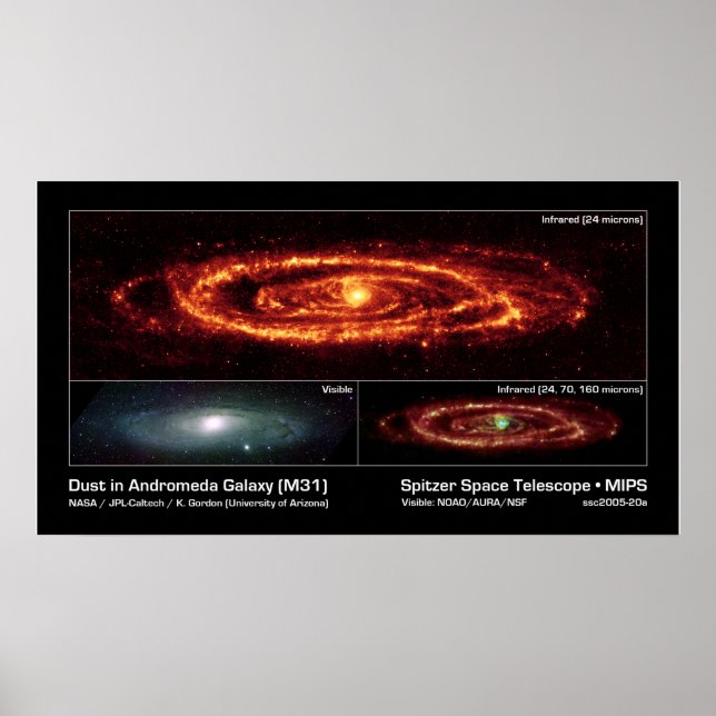 Stoft i Andromeda Galaxy (M31) - Spitzer Space Poster (Framsidan)