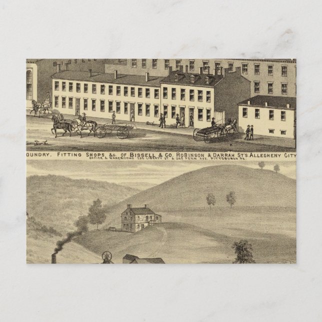 Stoftgjuterier, monteringsbutiker vykort (Framsida)