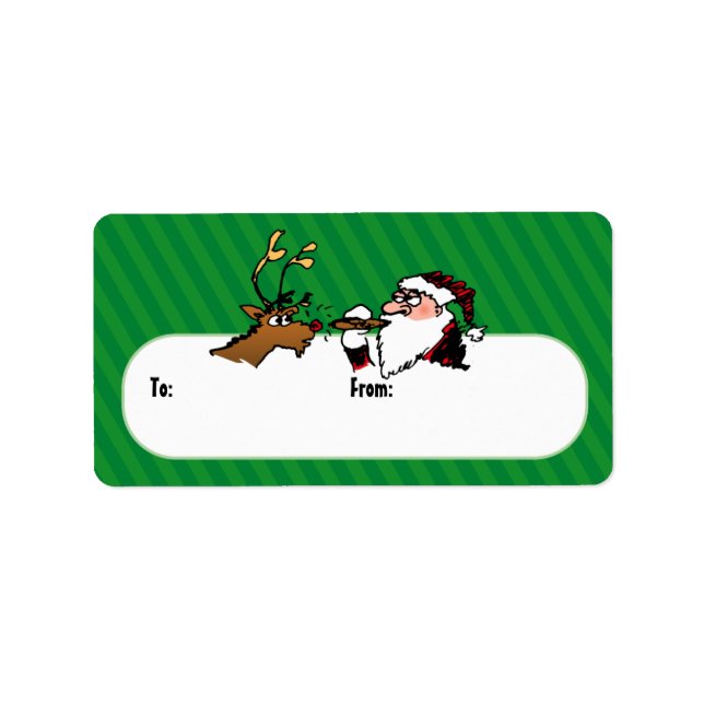 Stogie Santa and Reindeer Gift Labels Adressetikett (Framsidan)