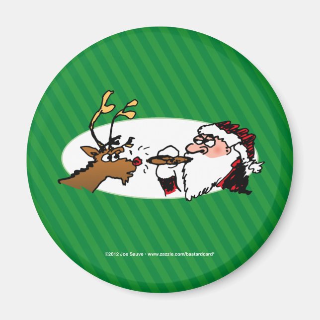 Stogie Santa Funny Tecknad Magnet (Framsidan)