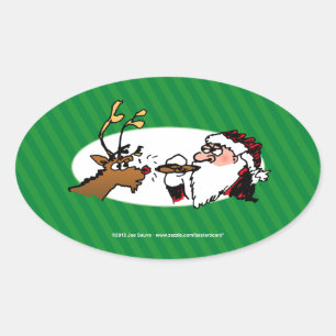 Stogie Santa Funny Tecknad Ovalt Klistermärke