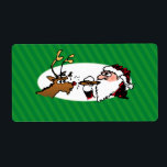 Stogie Smoking Santa Funny Grönt Rand jul Fraktsedel<br><div class="desc">Den här presenten är verkligen Rökning. Tomten visar hur renens näsa är bra för något...  en cigarrtändare. Lägg till ett skratt med dina helgdagar med den här roliga tecknaden på en randig grönt bakgrund! Denna utformning finns även på kort,  etiketter och partier av andra roligtar.</div>