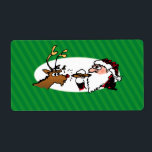 Stogie Smoking Santa Funny Grönt Rand jul Fraktsedel<br><div class="desc">Den här presenten är verkligen Rökning. Tomten visar hur renens näsa är bra för något...  en cigarrtändare. Lägg till ett skratt med dina helgdagar med den här roliga tecknaden på en randig grönt bakgrund! Denna utformning finns även på kort,  etiketter och partier av andra roligtar.</div>