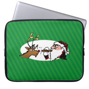 Stogie Smoking Santa Funny Grönt Rand jul Laptop Fodral