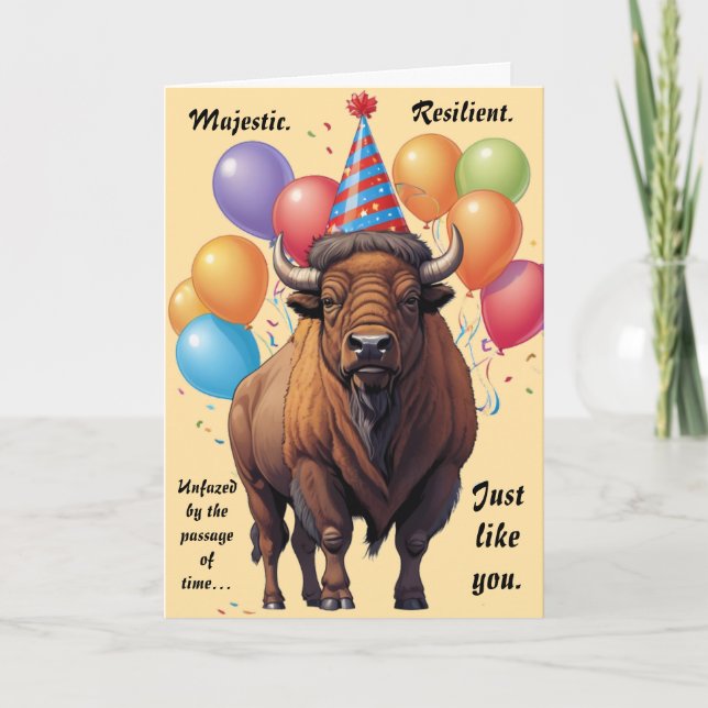Stoic Bison Birthday Wisdom Kort (Framsida)