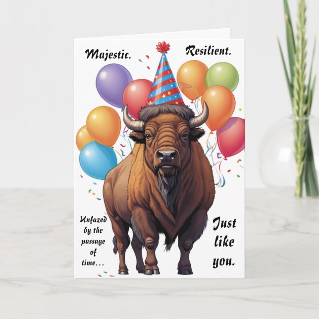 Stoic Bison Birthday Wisdom Kort (Framsida)