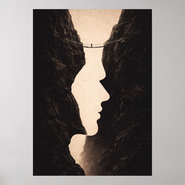 Stoic Optical Illusion Abstract Art, Cliffs, Land Poster (Framsidan)