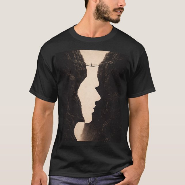 Stoic Optical Illusion Abstract Art, Cliffs, Land T Shirt (Framsida)