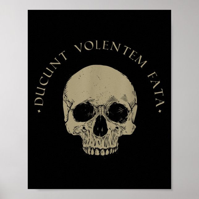 Stoic Philosophy du Volentem Fata Skull Stoicism Q Poster (Framsidan)