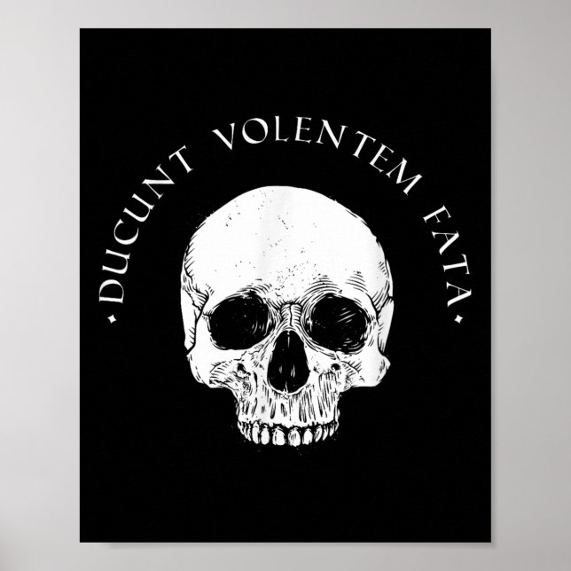 Stoic Philosophy du Volentem Fata Skull Stoicism Q Poster (Framsidan)