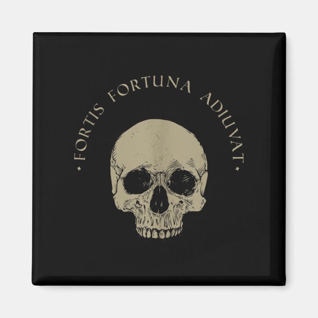 Stoic Philosophy Fortis Fortuna Adiuvat Skull Stoi Magnet (Framsidan)