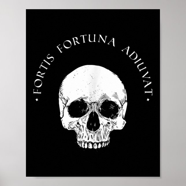 Stoic Philosophy Fortis Fortuna Adiuvat Skull Stoi Poster (Framsidan)
