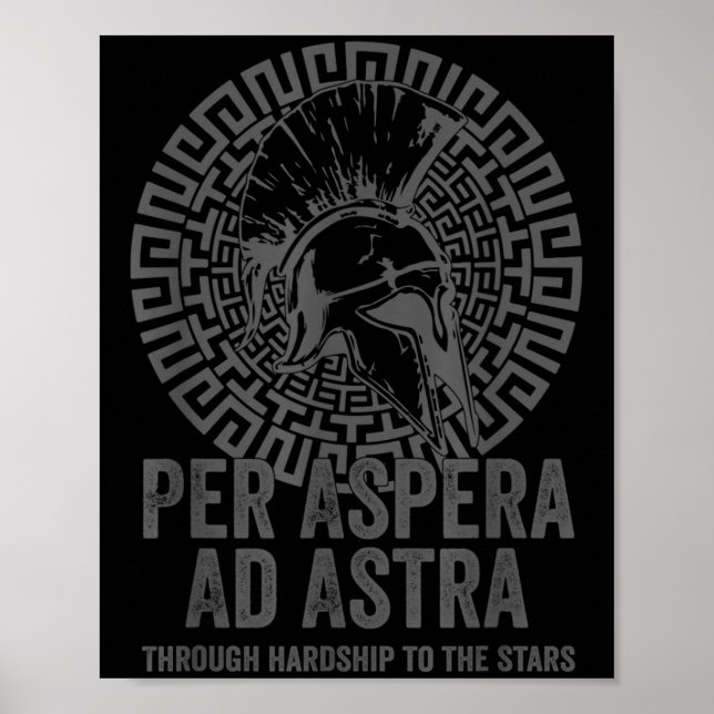Stoic Philosophy Grått med översättning per aspera Poster (Framsidan)