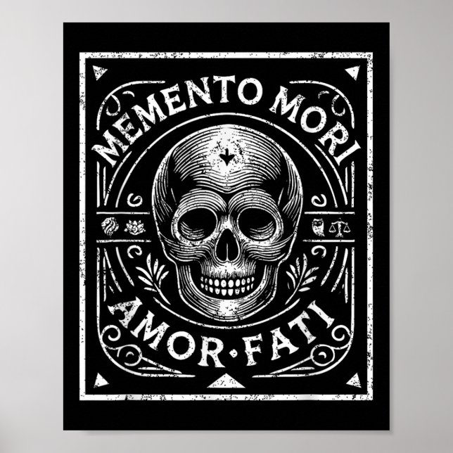 Stoic Philosophy Memento Mori Kärlek Fati Skull St Poster (Framsidan)
