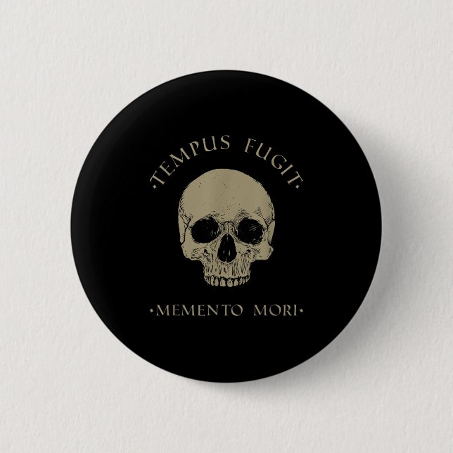 Stoic Philosophy Tempus Fugit Memento Mori Skull S Knapp (Framsida)