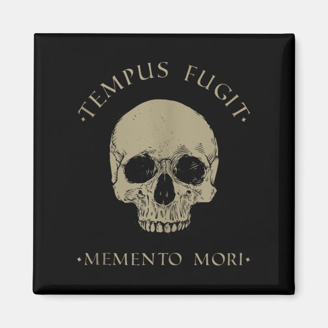 Stoic Philosophy Tempus Fugit Memento Mori Skull S Magnet (Framsidan)