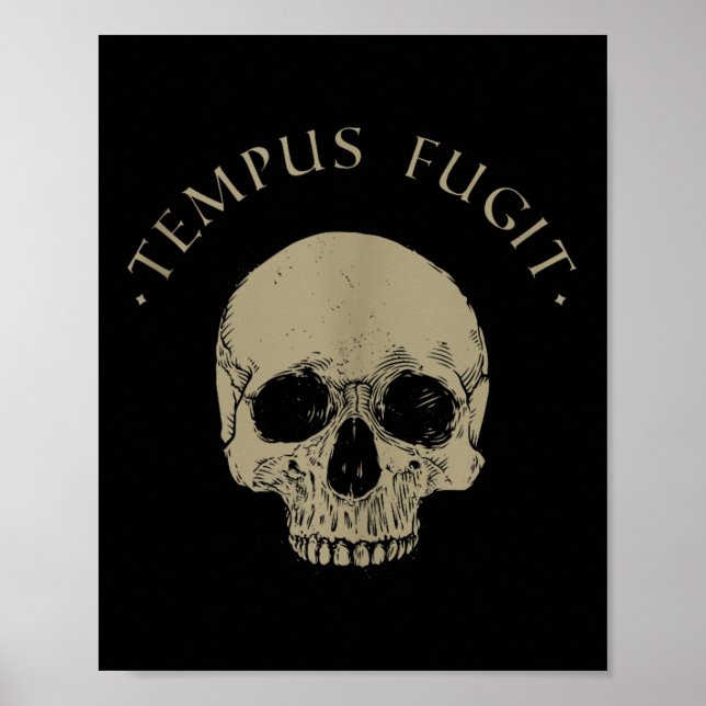 Stoic Philosophy Tempus Fugit Skull Stoicism Citot Poster (Framsidan)