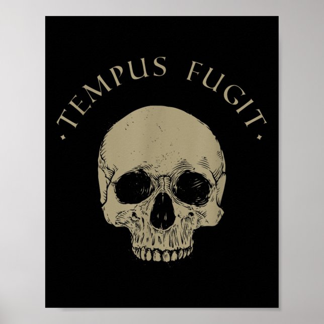 Stoic Philosophy Tempus Fugit Skull Stoicism Citot Poster (Framsidan)