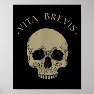 Stoic Philosophy Vita Brevis Skull Stoicism Quote Poster