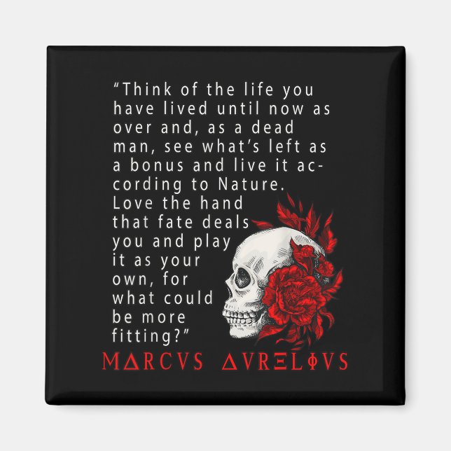 Stoic Quote Marcus Aurelius and Skull Stoicism Gif Magnet (Framsidan)