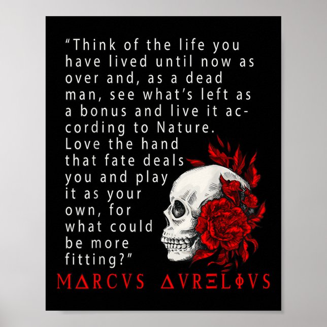 Stoic Quote Marcus Aurelius and Skull Stoicism Gif Poster (Framsidan)
