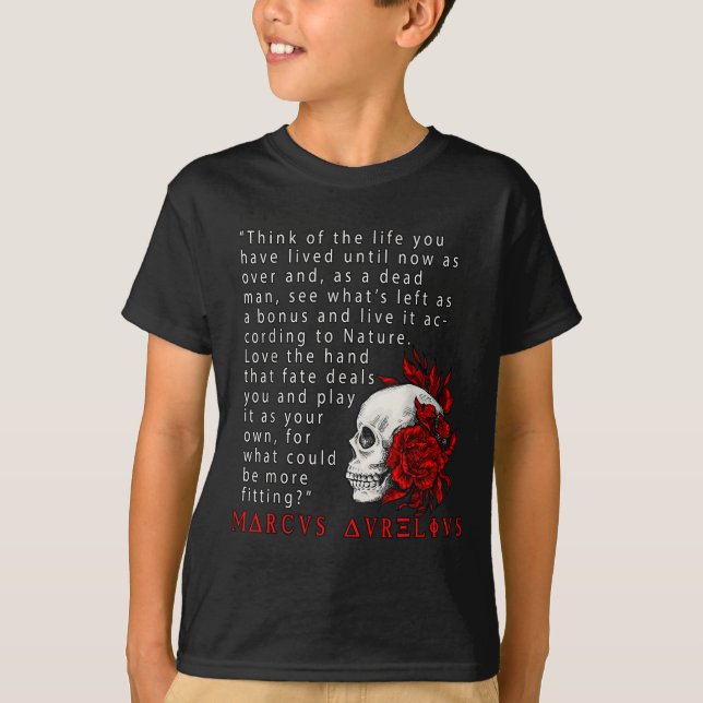 Stoic Quote Marcus Aurelius and Skull Stoicism Gif T Shirt (Framsida)