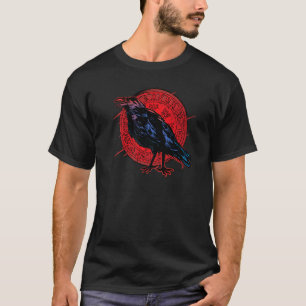Stoic Raven with Shield Norse Mythology T Shirt