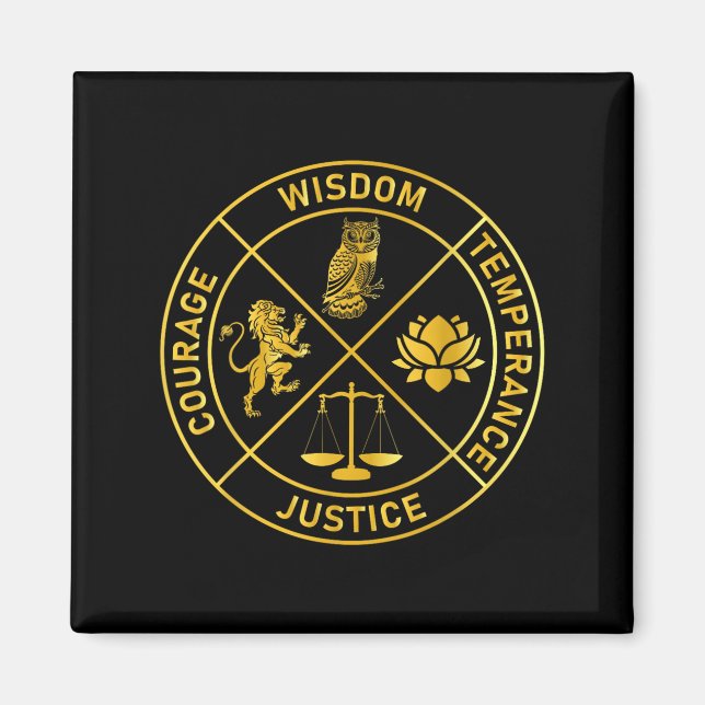 Stoic Virtues Wisdom Temperance Justice Courage St Magnet (Framsidan)