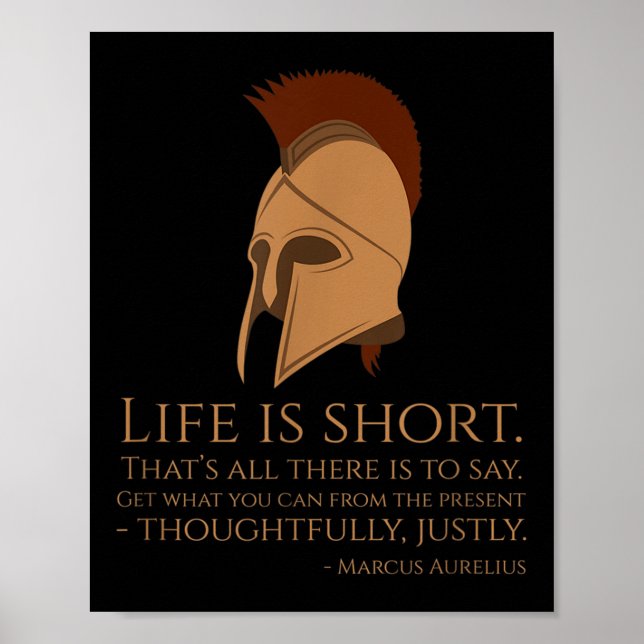 Stoicism Citat - Livet Är Kort - Marcus Aurelius P Poster (Framsidan)
