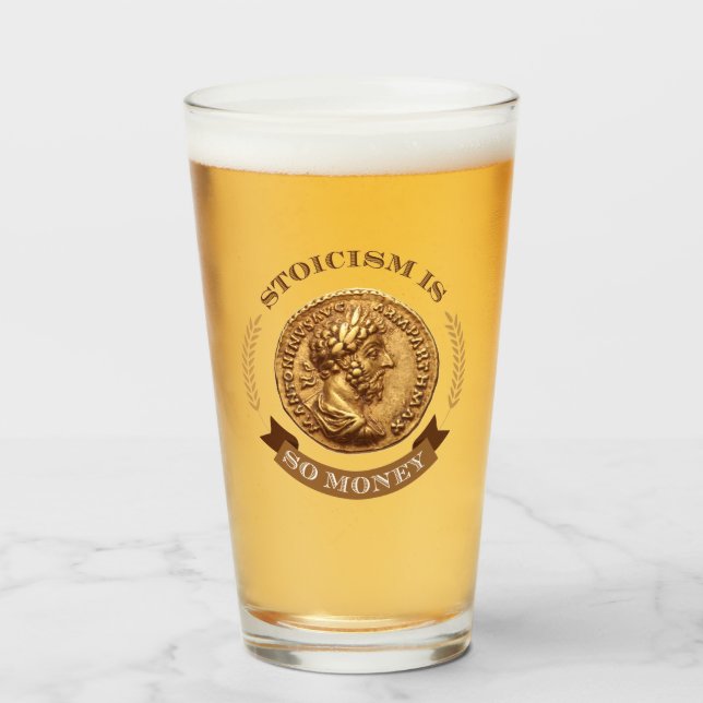 Stoicismen är så Money Glass. Glaskopp (Framsida fylld)