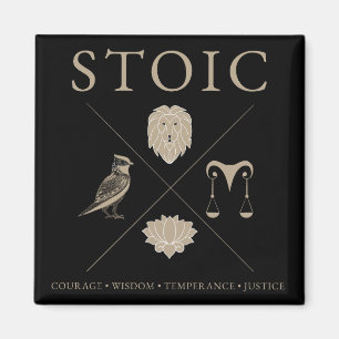 Stoiska dygder, mod, visdom, temperans, rättvisa magnet