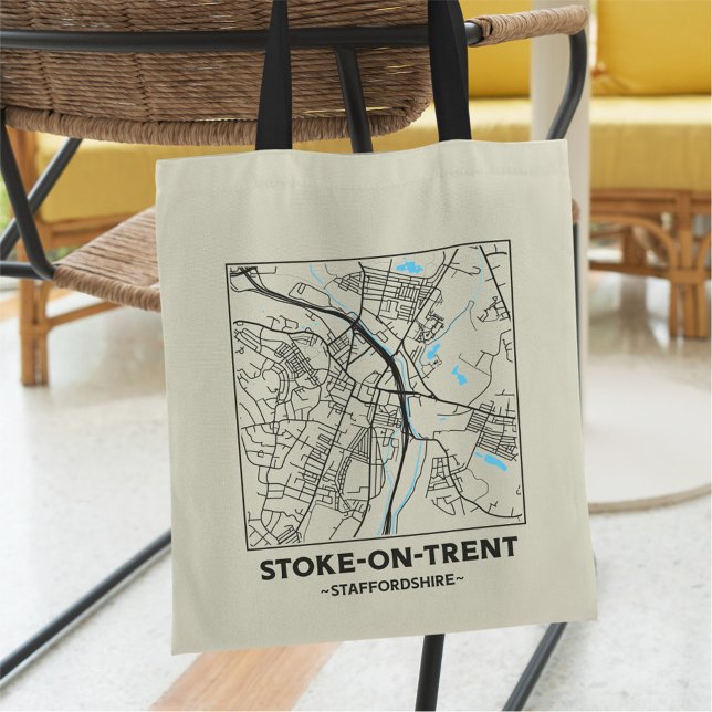 Stoke-on-Trent City Map Tote Bag Tygkasse (Skapare uppladdad)
