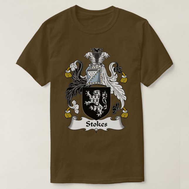 Stokes Coat of Arms Family Crest  T Shirt (Design framsida)
