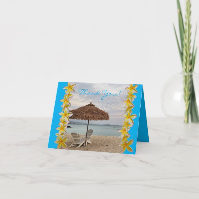 Stolar och paraply Strand Tack Kort (Framsida)