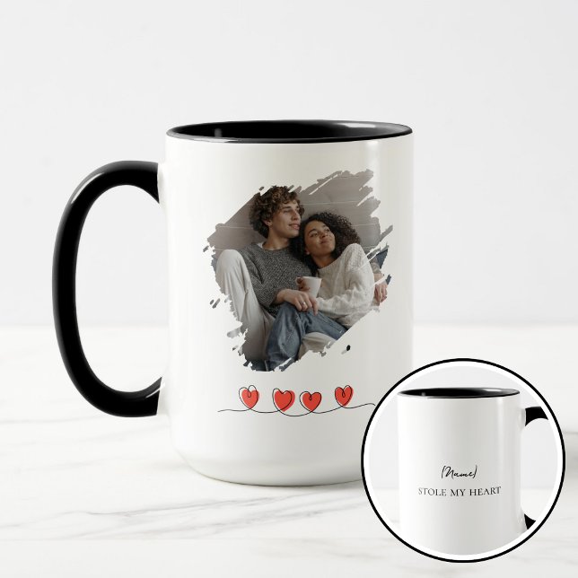Stole My Heart Valentine's Day Photo Personalized Mugg (Skapare uppladdad)