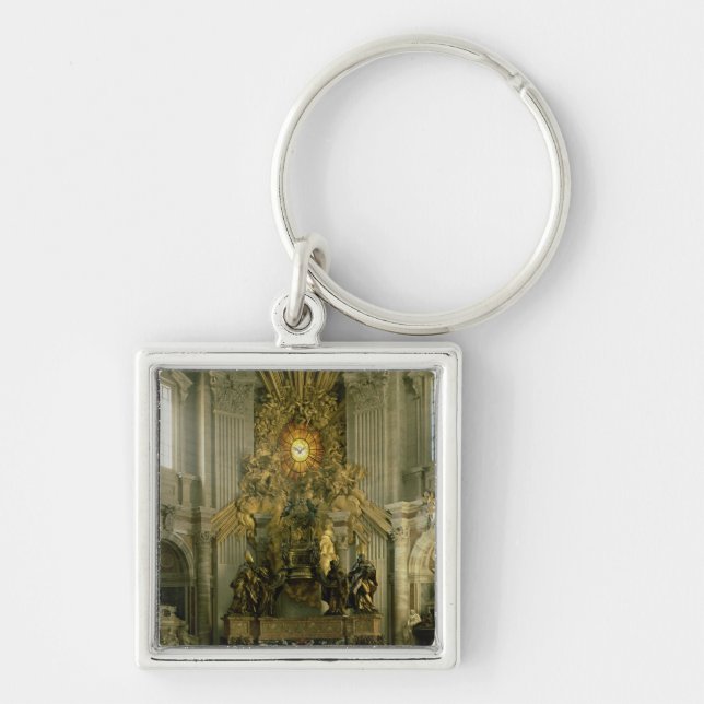 Stolen av St Peter, 1665 Fyrkantig Silverfärgad Nyckelring (Framsidan)