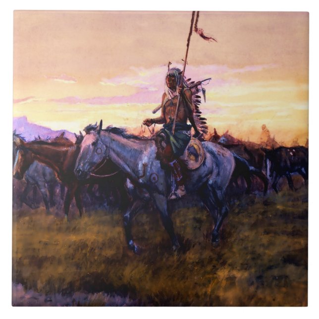 "Stolen Horses" av Charles M Russell Kakelplatta (Framsidan)