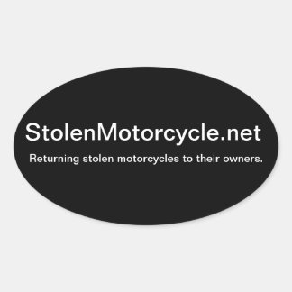 Stolen Motorcycle Oval Sticker Ovalt Klistermärke